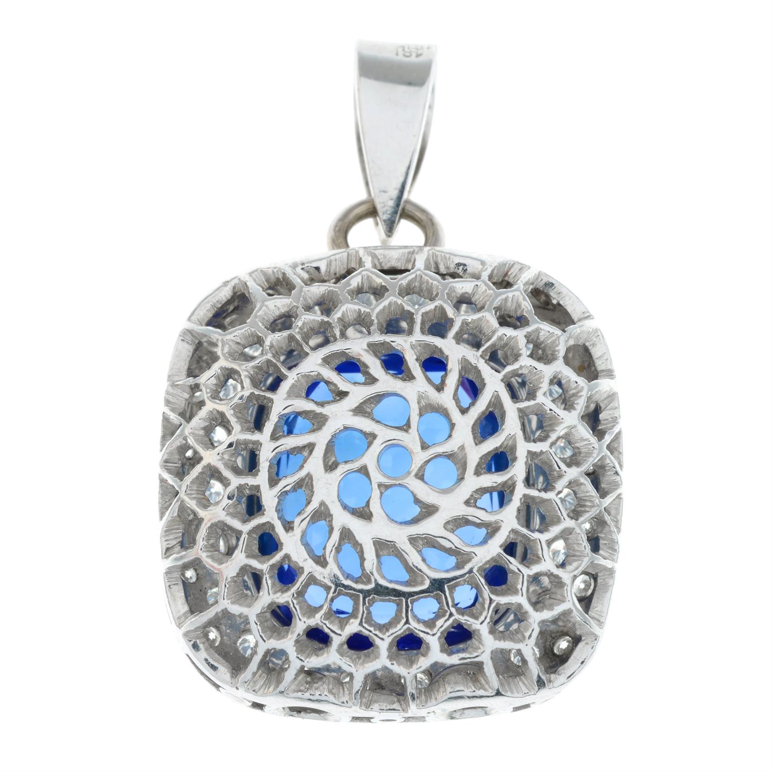 A Sri Lankan sapphire and pavé-set diamond pendant. - Image 3 of 5