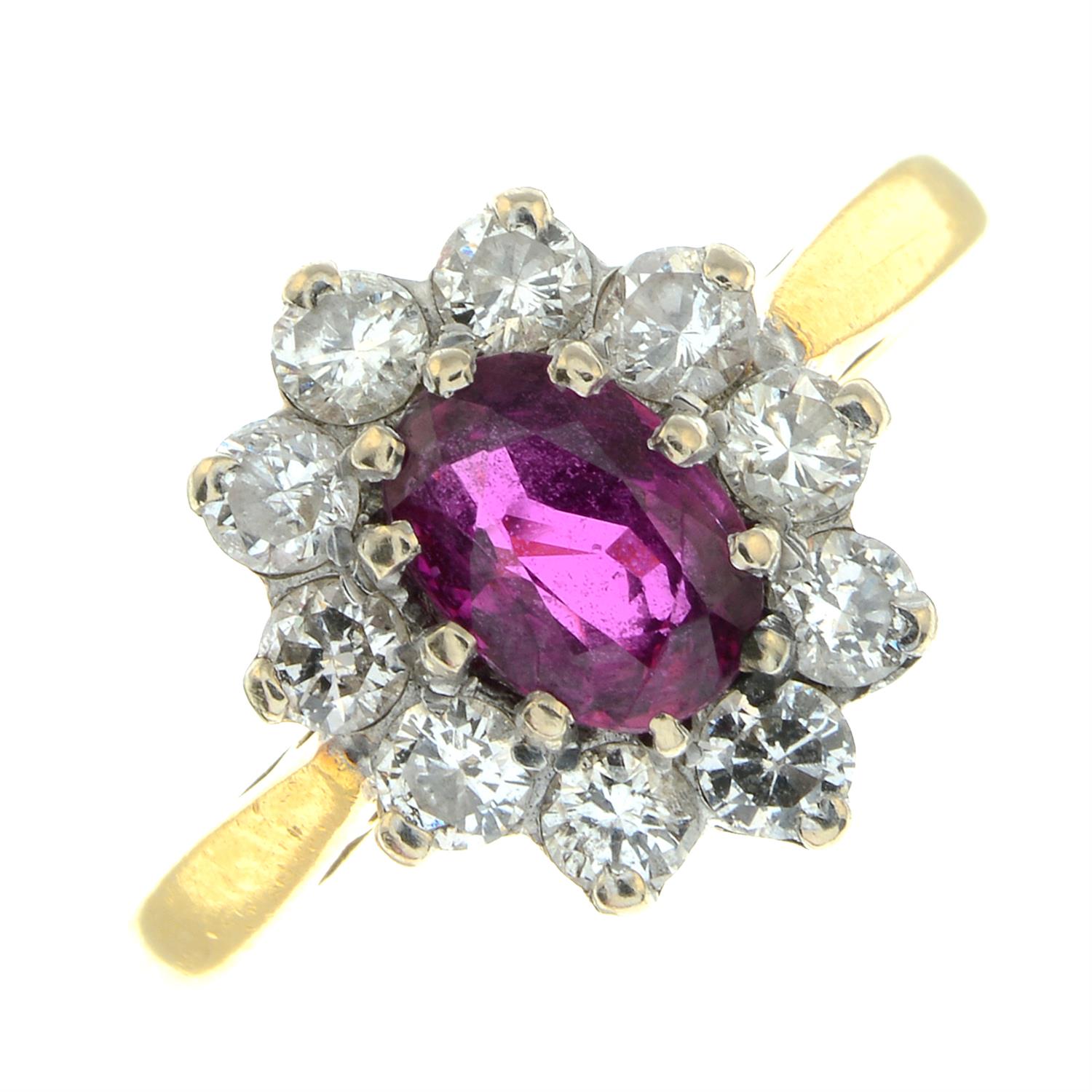 An 18ct gold ruby and brilliant-cut diamond cluster ring. - Image 2 of 5