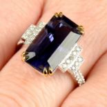An iolite and brilliant-cut diamond geometric dress ring.