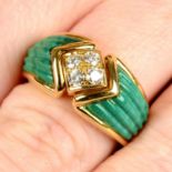 A brilliant-cut diamond and grooved malachite dress ring, by Boucheron.