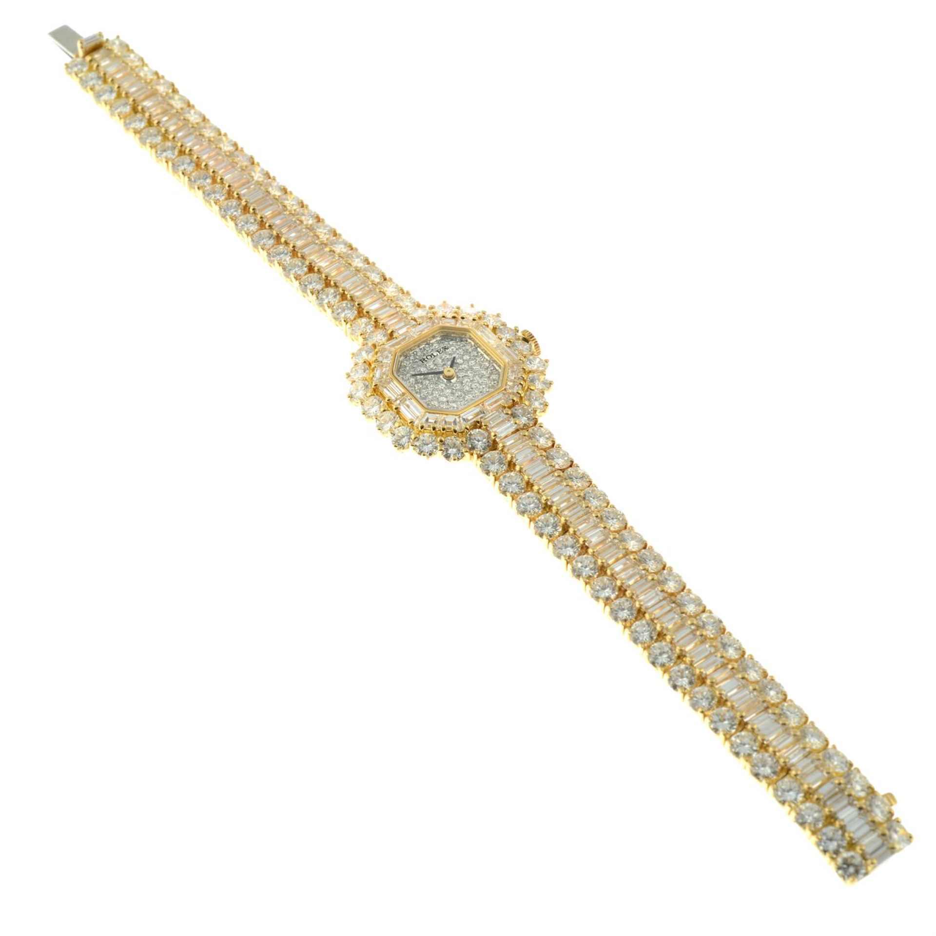 An 18ct gold vari-shape diamond watch, by Rolex. - Image 3 of 4