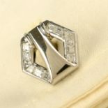 A pair of vari-cut diamond hexagonal-shape cufflinks.