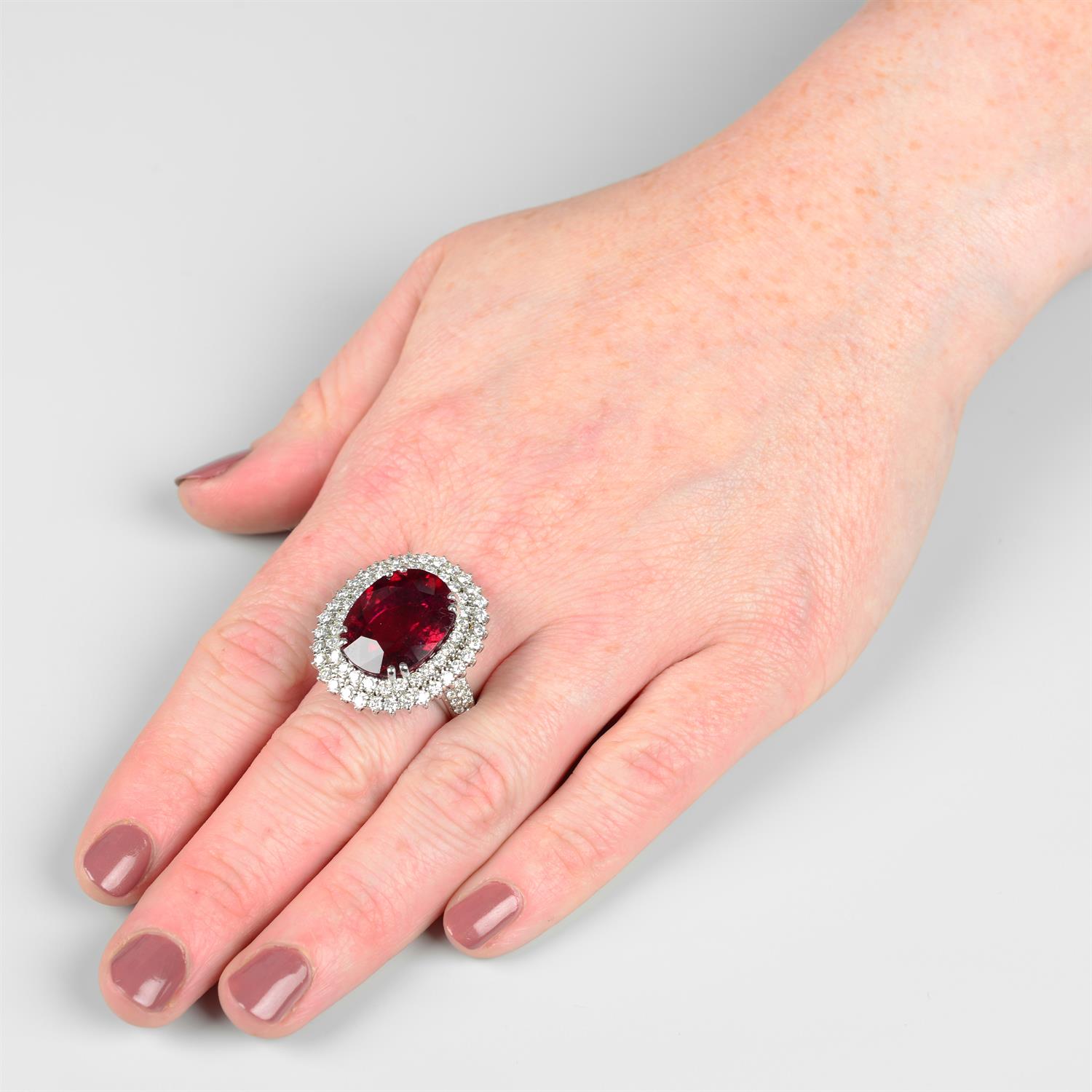 A tourmaline and brilliant-cut diamond cluster cocktail ring. - Image 5 of 5