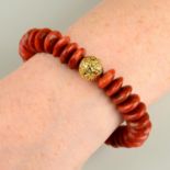 A coral bead bracelet, by Ilias Lalaounis.