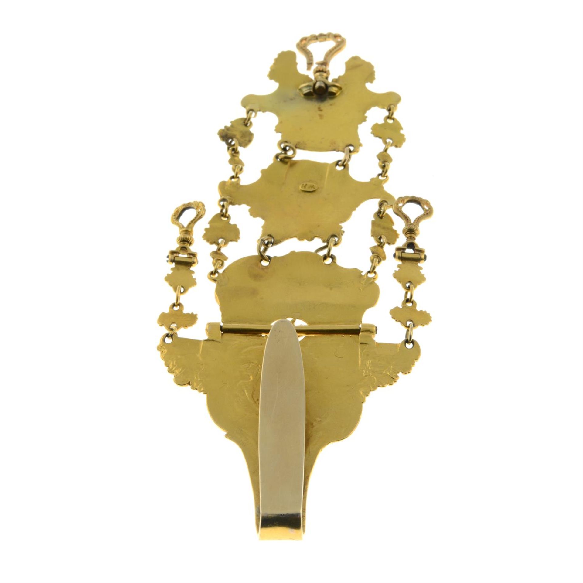 A mid 18th century Georgian chatelaine, with figural scenes and musical trophies amongst Rococo - Image 3 of 3