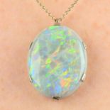 An opal pendant, on chain.