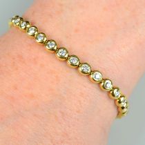 An 18ct gold brilliant-cut diamond collet bracelet, by Tiffany & Co.