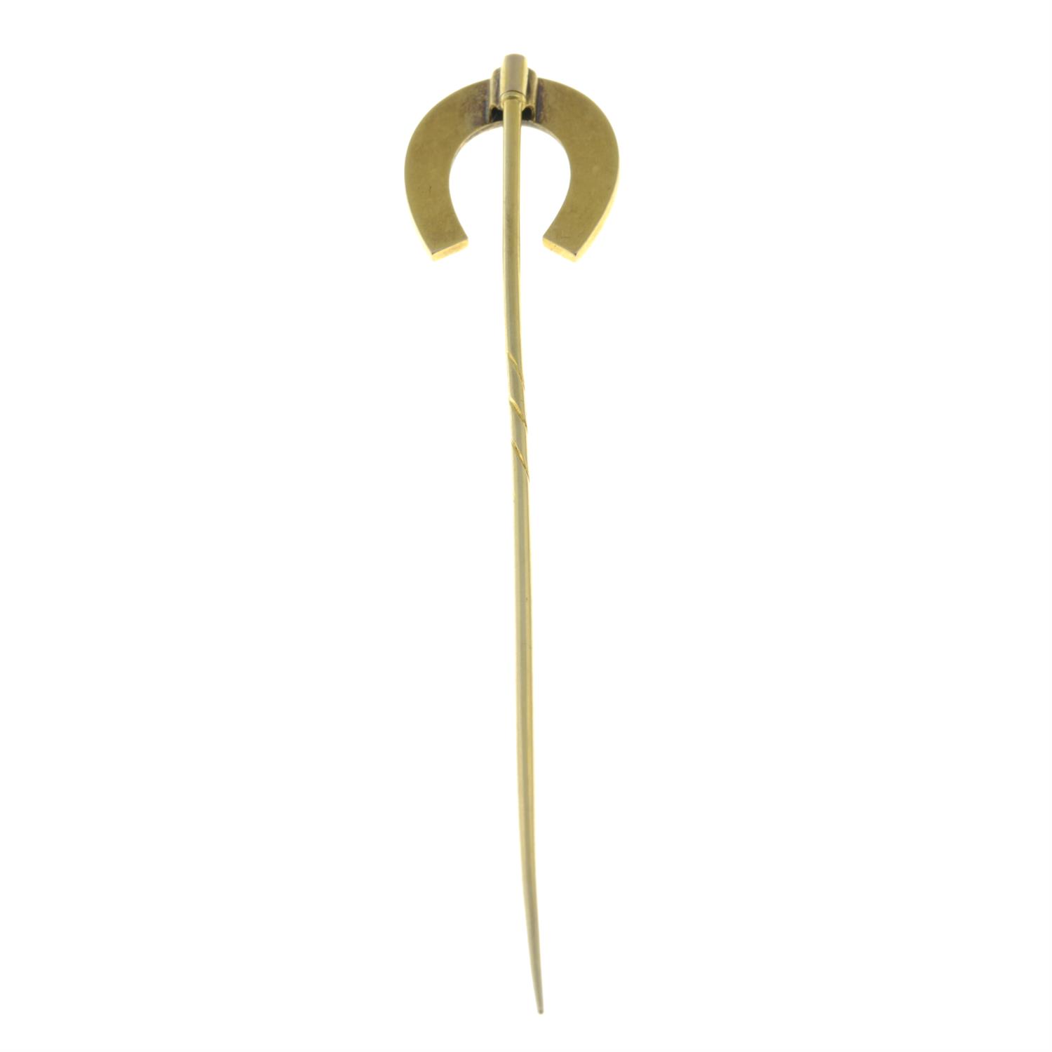A late 19th century 18ct gold horseshoe stickpin. - Image 3 of 4