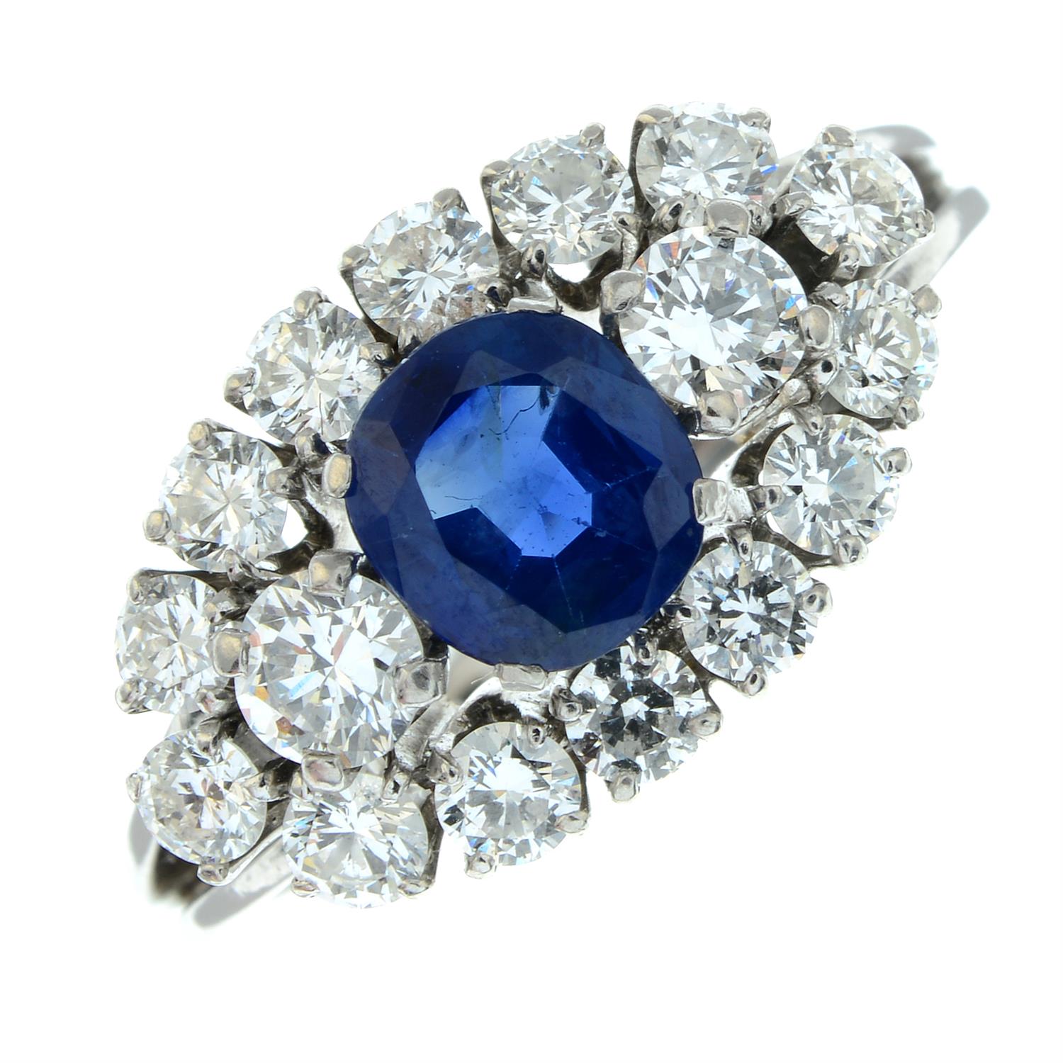 A Basaltic sapphire and brilliant-cut diamond dress ring. - Image 2 of 5