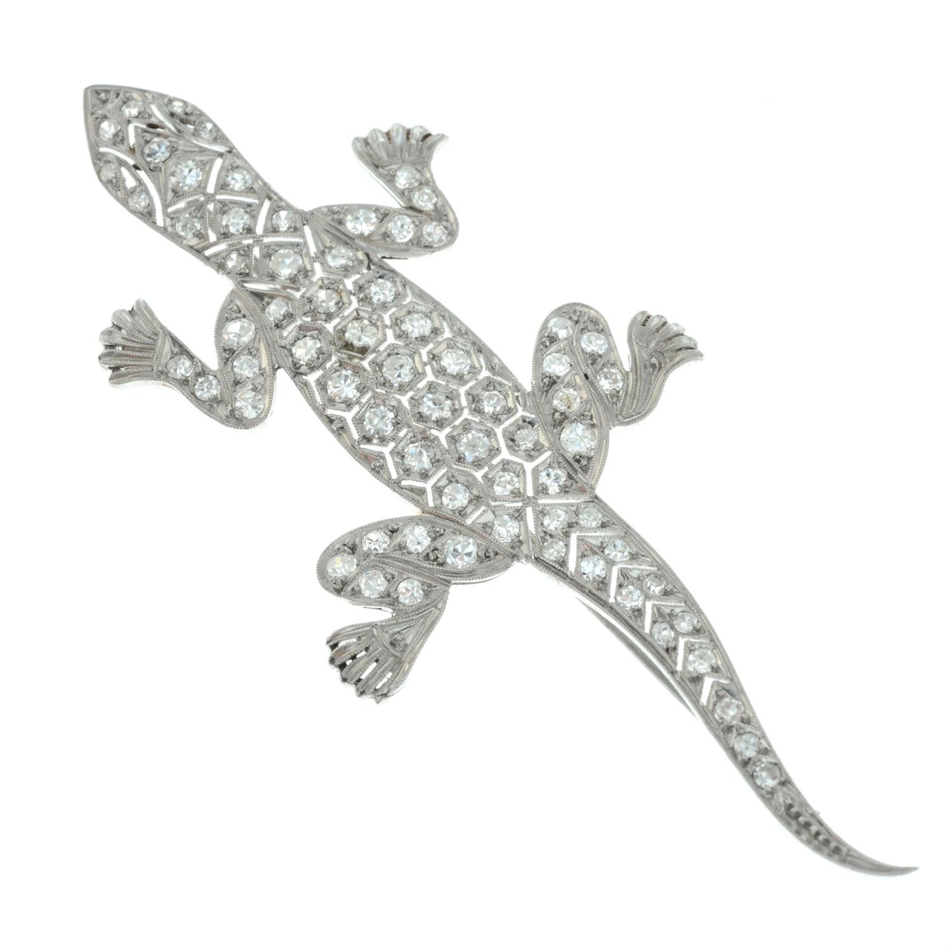 A single-cut diamond lizard brooch. - Bild 2 aus 4