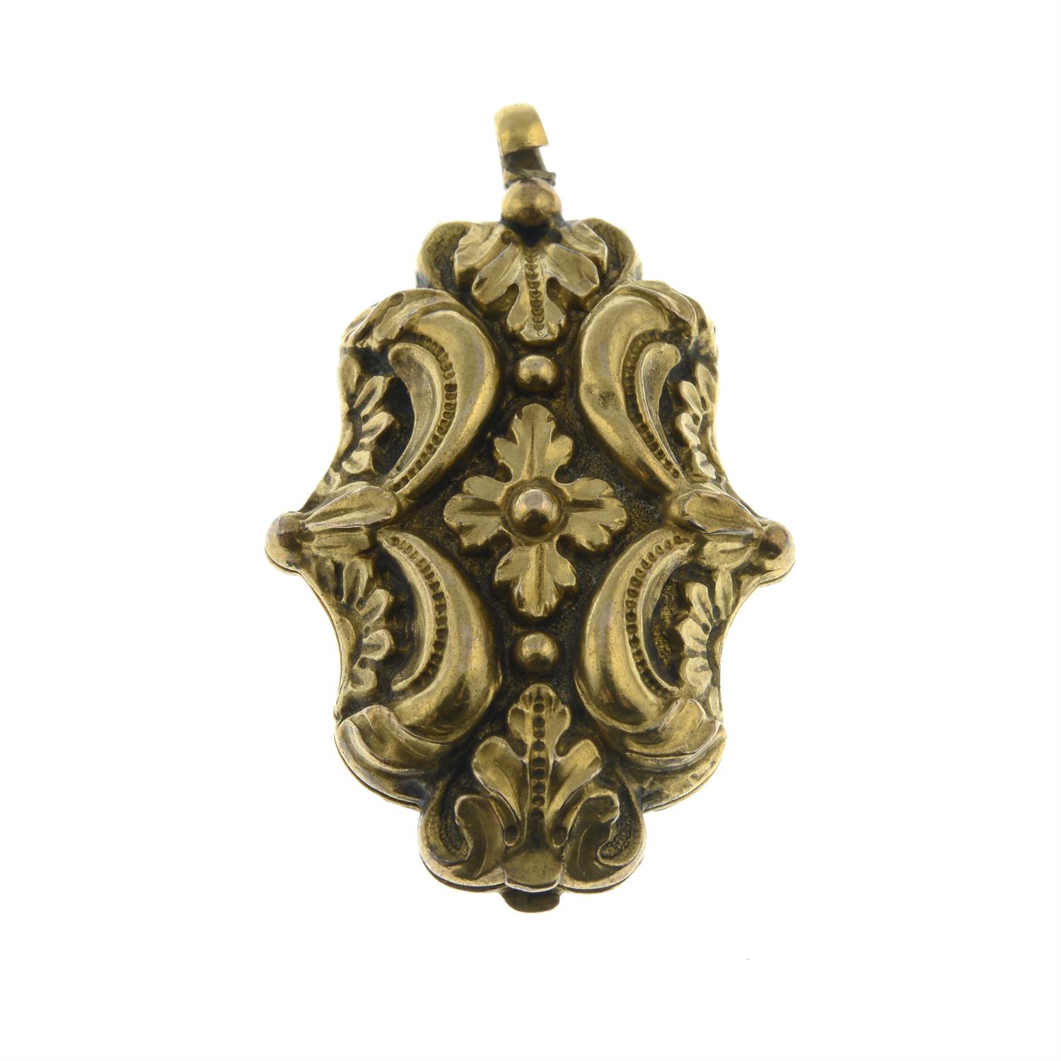 An early 19th century 18ct gold foliate embossed vinaigrette, with original sponge. - Image 2 of 4