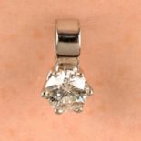 A brilliant-cut diamond single-stone pendant.