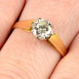 An 18ct gold brilliant-cut diamond single-stone ring.