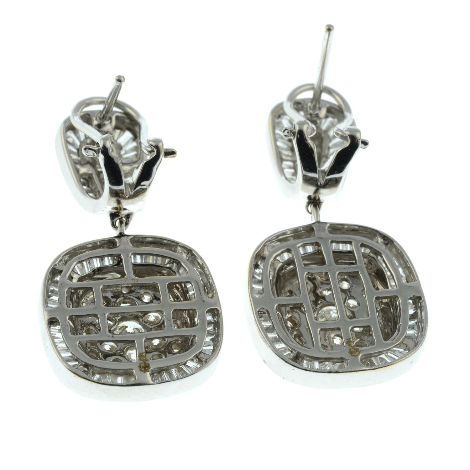 A pair of pavé-set vari-cut diamond drop earrings. - Image 3 of 3