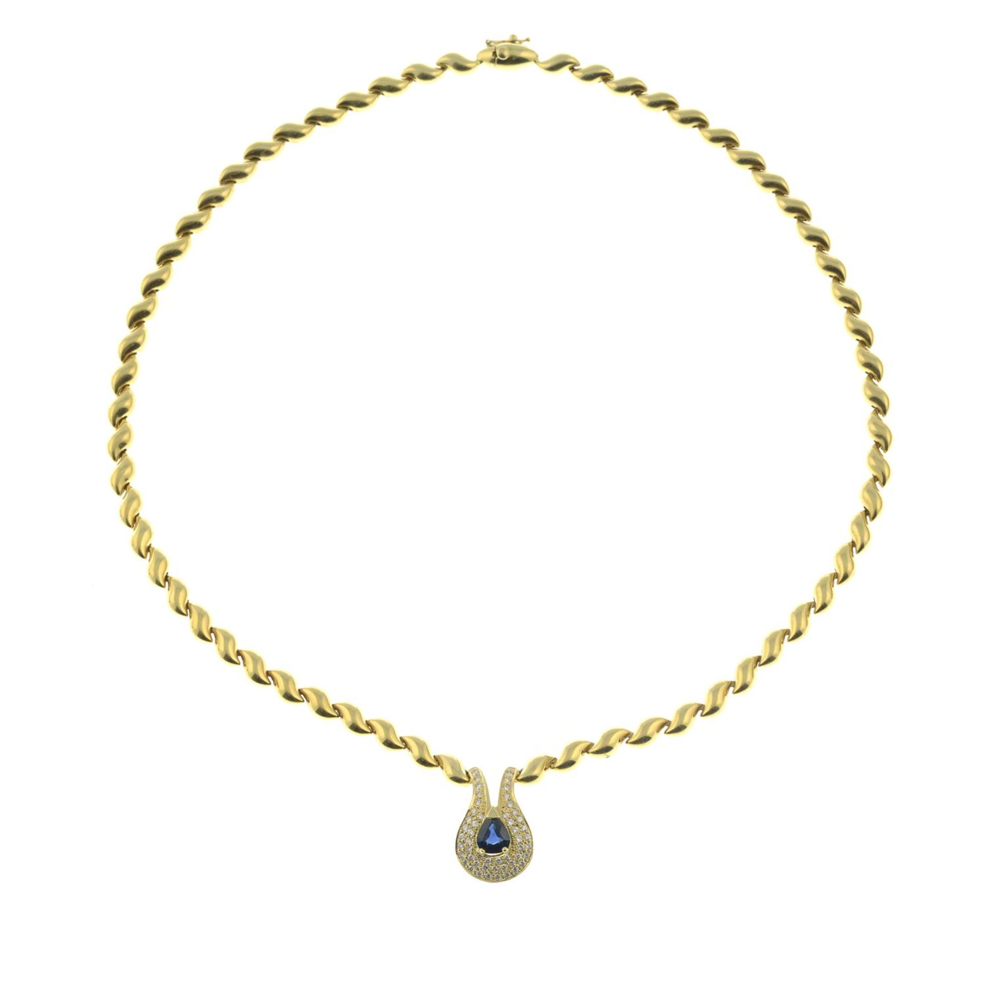 An 18ct gold sapphire and pavé-set diamond necklace, by Chiampesan. - Bild 2 aus 4