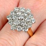 An 18ct gold brilliant-cut diamond cluster ring.