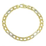 A 9ct gold bi-colour fancy-link chain.