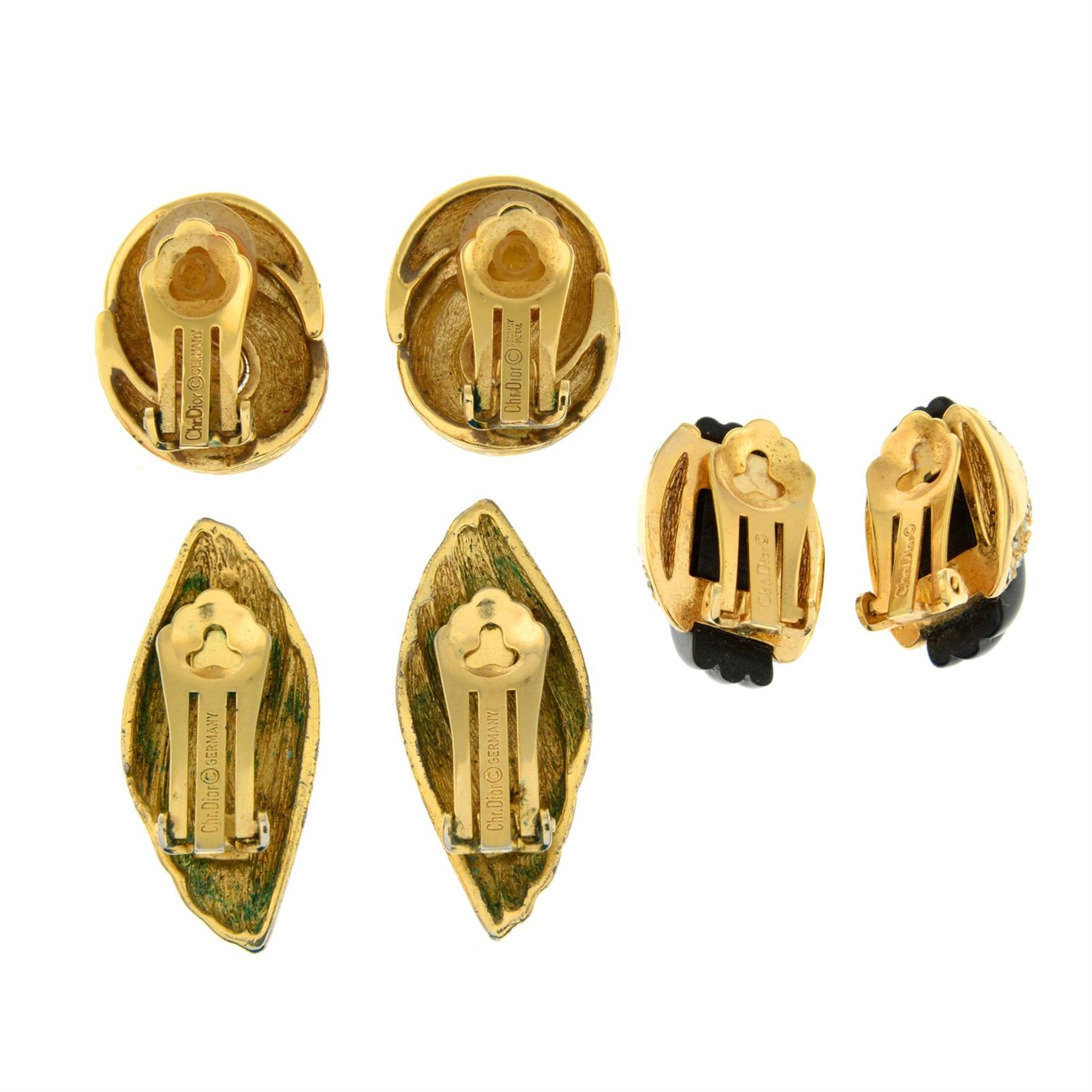 CHRISTIAN DIOR - three pairs of clip-on earrings. - Image 2 of 2