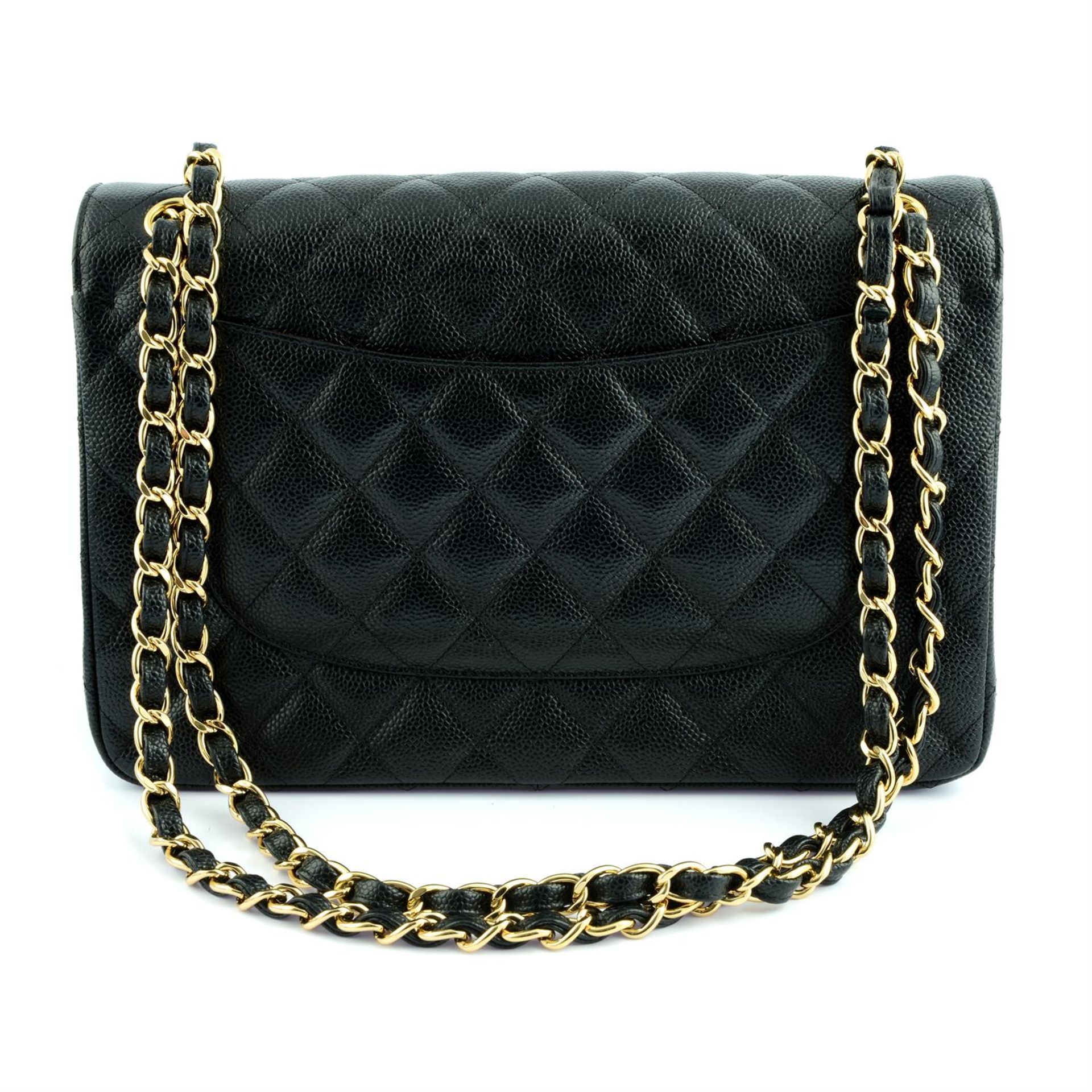 CHANEL - a black Caviar leather Jumbo Classic double flap handbag. - Image 2 of 6
