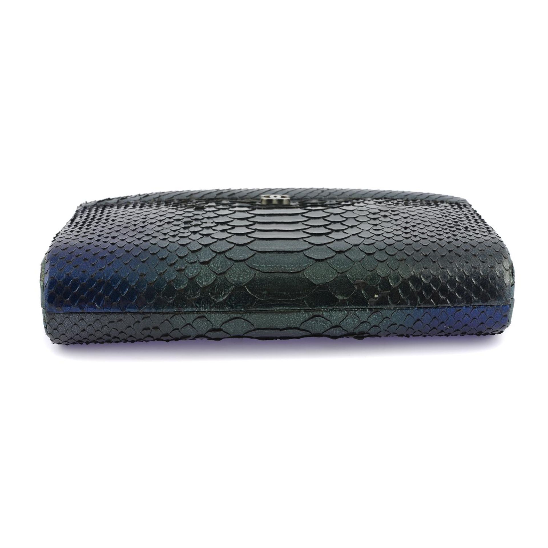 CHANEL - a green and blue gradient Python clutch. - Image 4 of 4