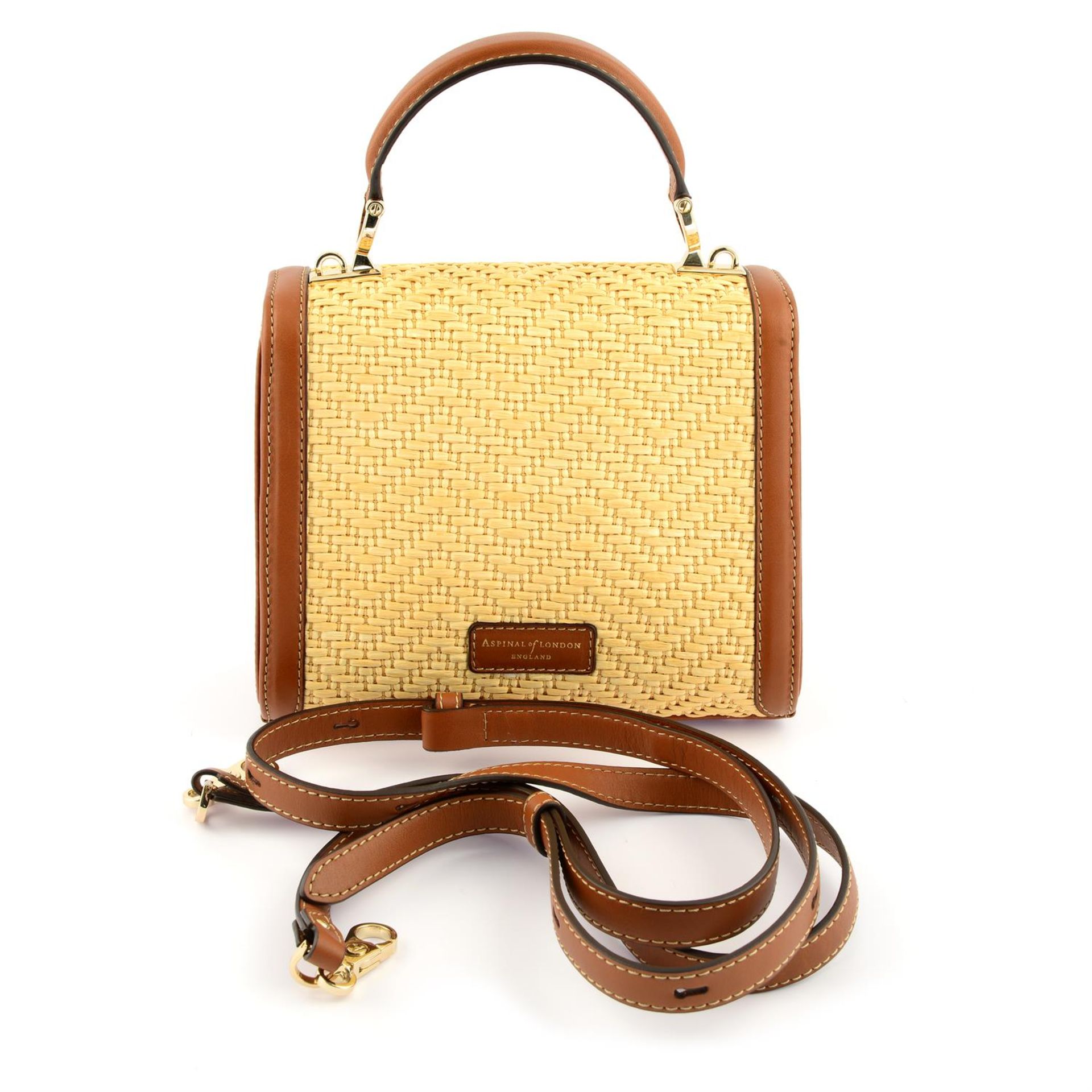ASPINAL OF LONDON - a brown raffia and leather Mayfair Midi tote bag. - Image 2 of 4