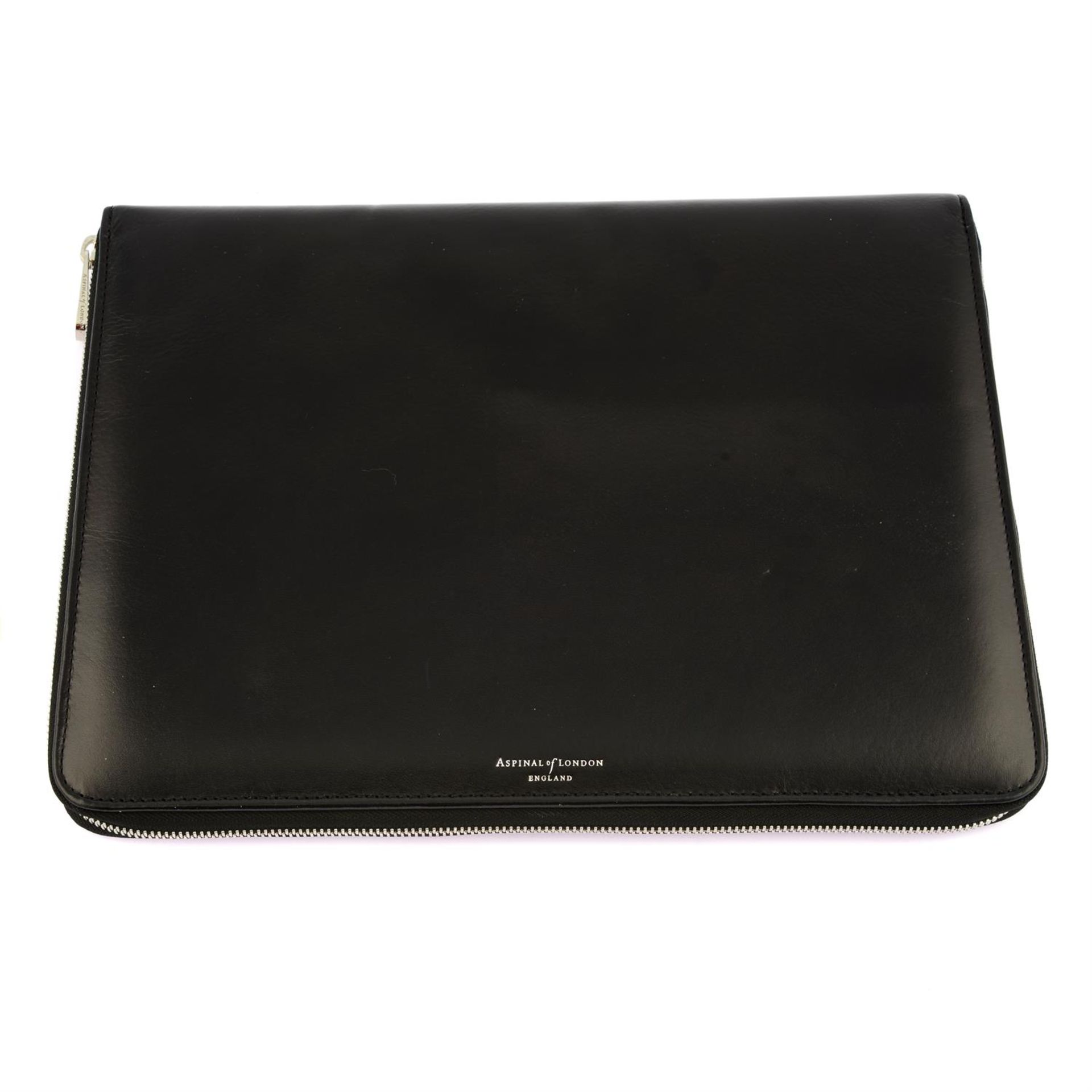 ASPINAL OF LONDON - an A4 black leather Padfolio.