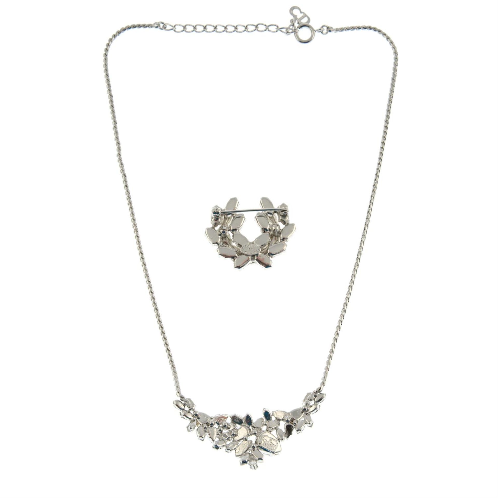 CHRISTIAN DIOR - a paste set integral pendant necklace, together with a similar brooch. - Image 2 of 2