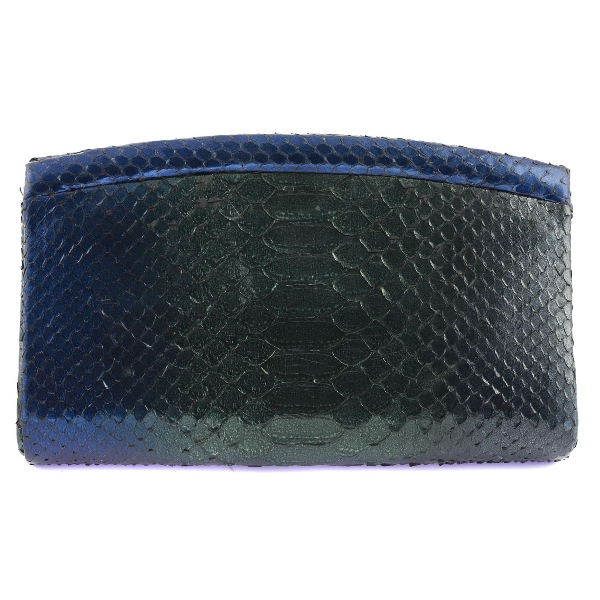 CHANEL - a green and blue gradient Python clutch. - Image 2 of 4