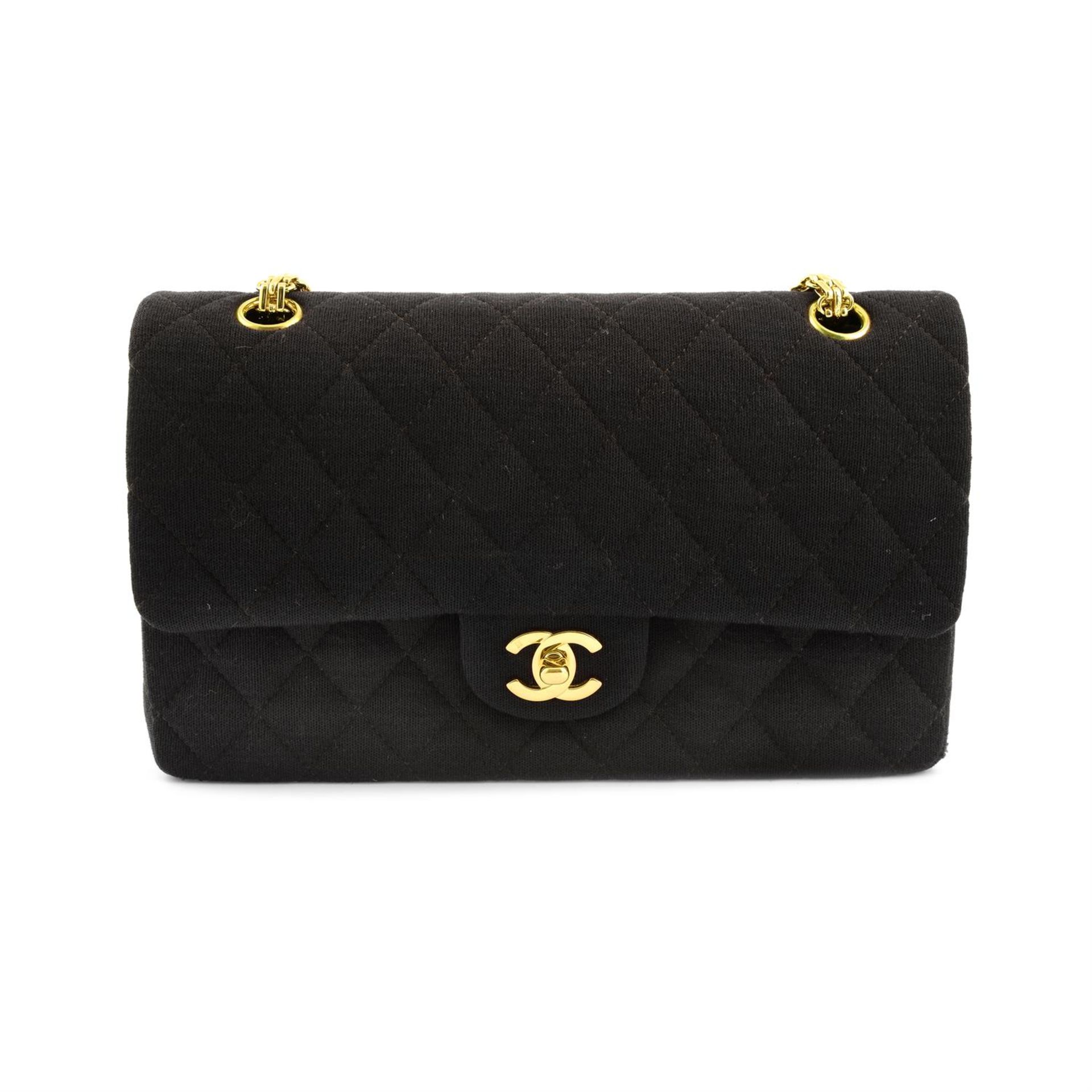 CHANEL - a Jersey fabric Classic double flap handbag.