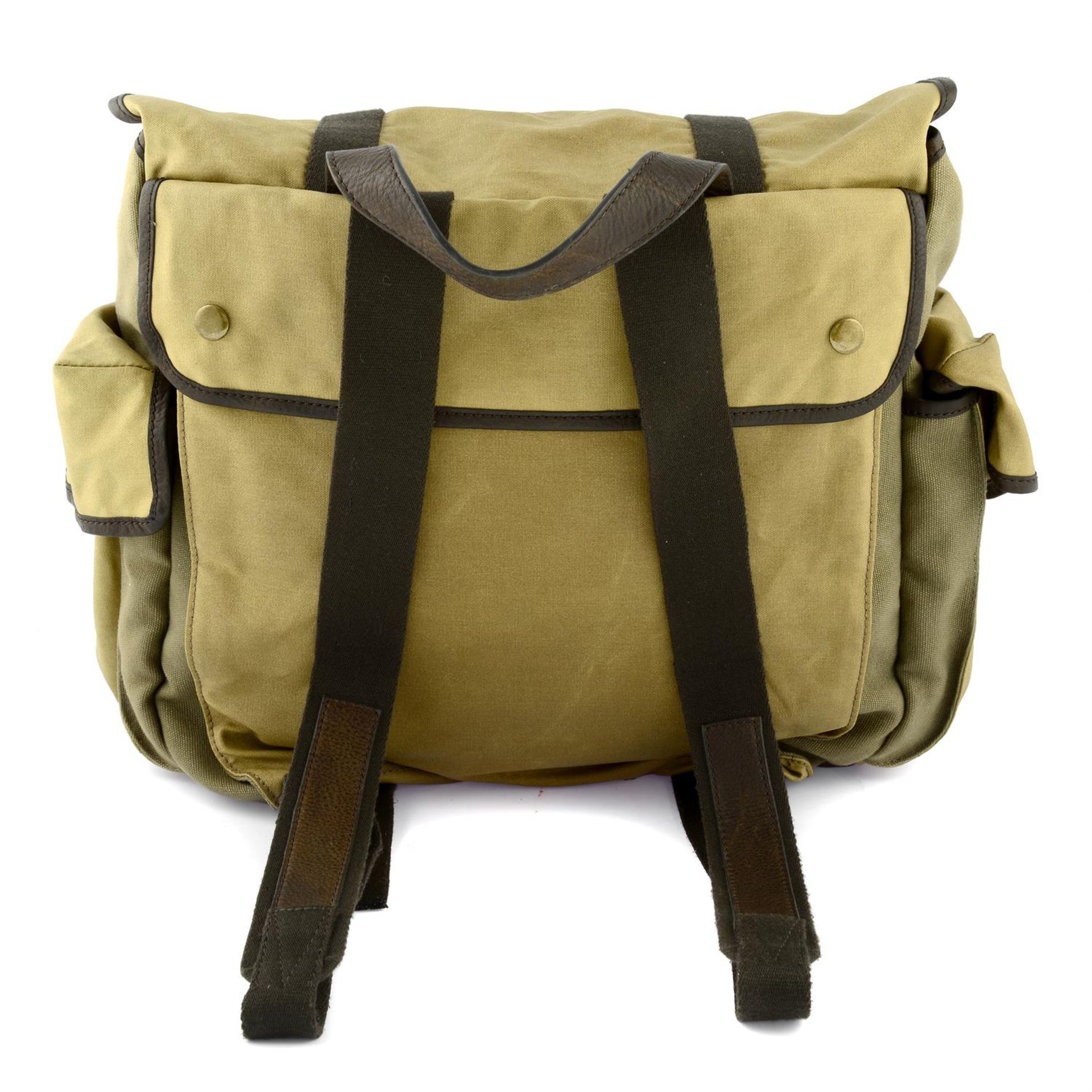 ALEXANDER MCQUEEN – a beige coated canvas and leather backpack. - Image 3 of 5