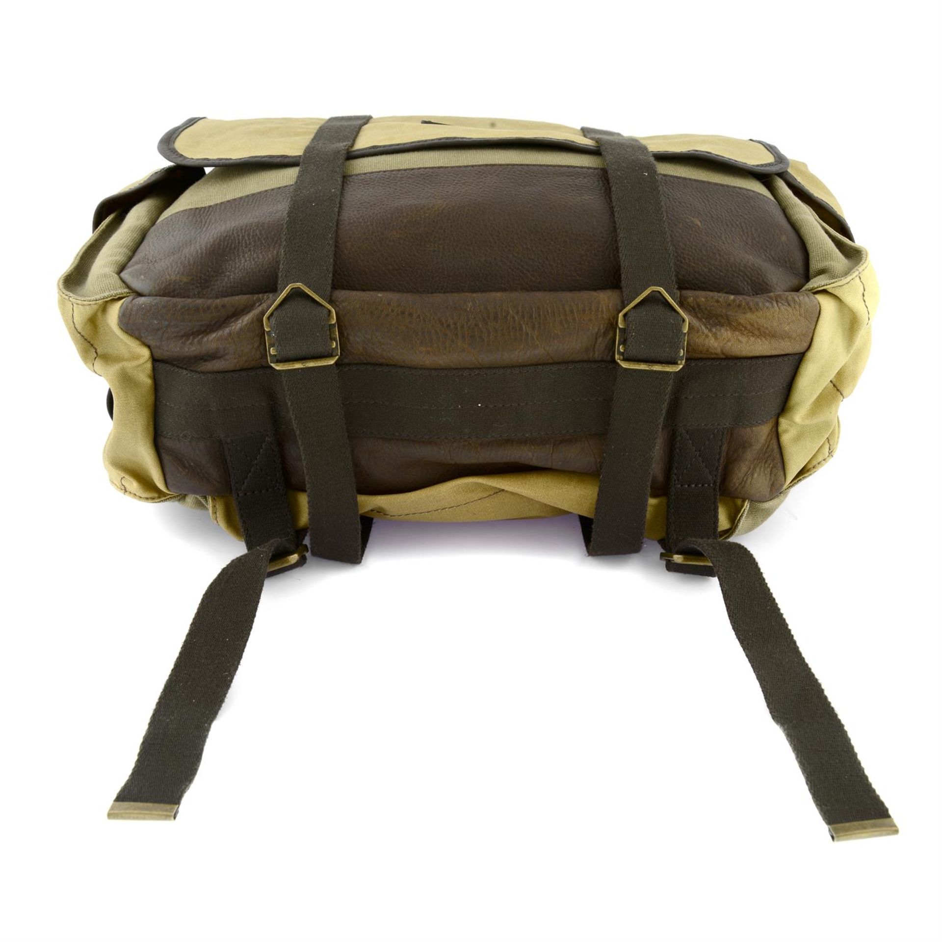 ALEXANDER MCQUEEN – a beige coated canvas and leather backpack. - Image 5 of 5