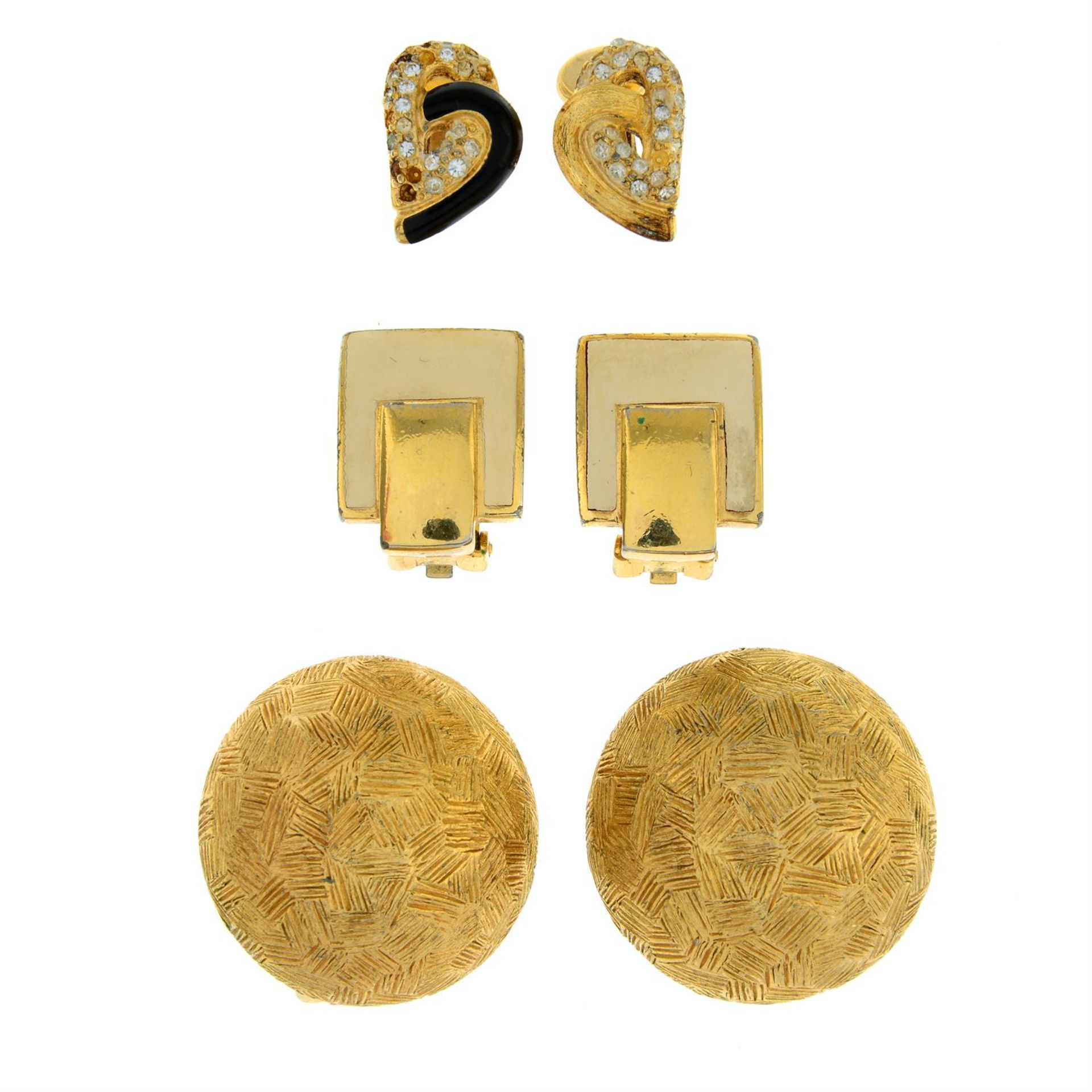 CHRISTIAN DIOR - three pairs of clip-on earrings.