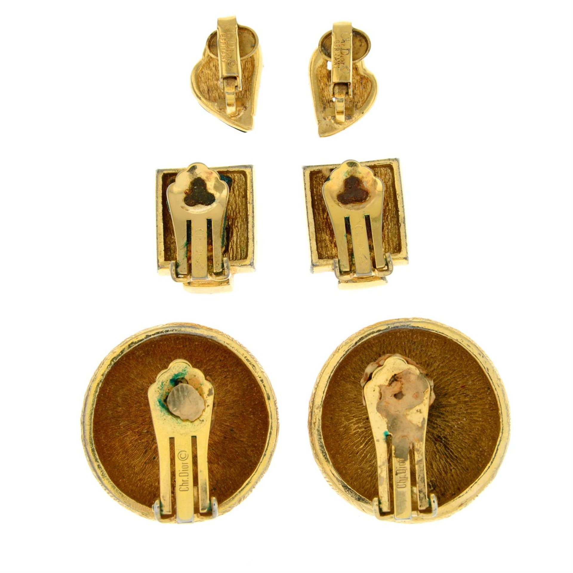 CHRISTIAN DIOR - three pairs of clip-on earrings. - Image 2 of 2