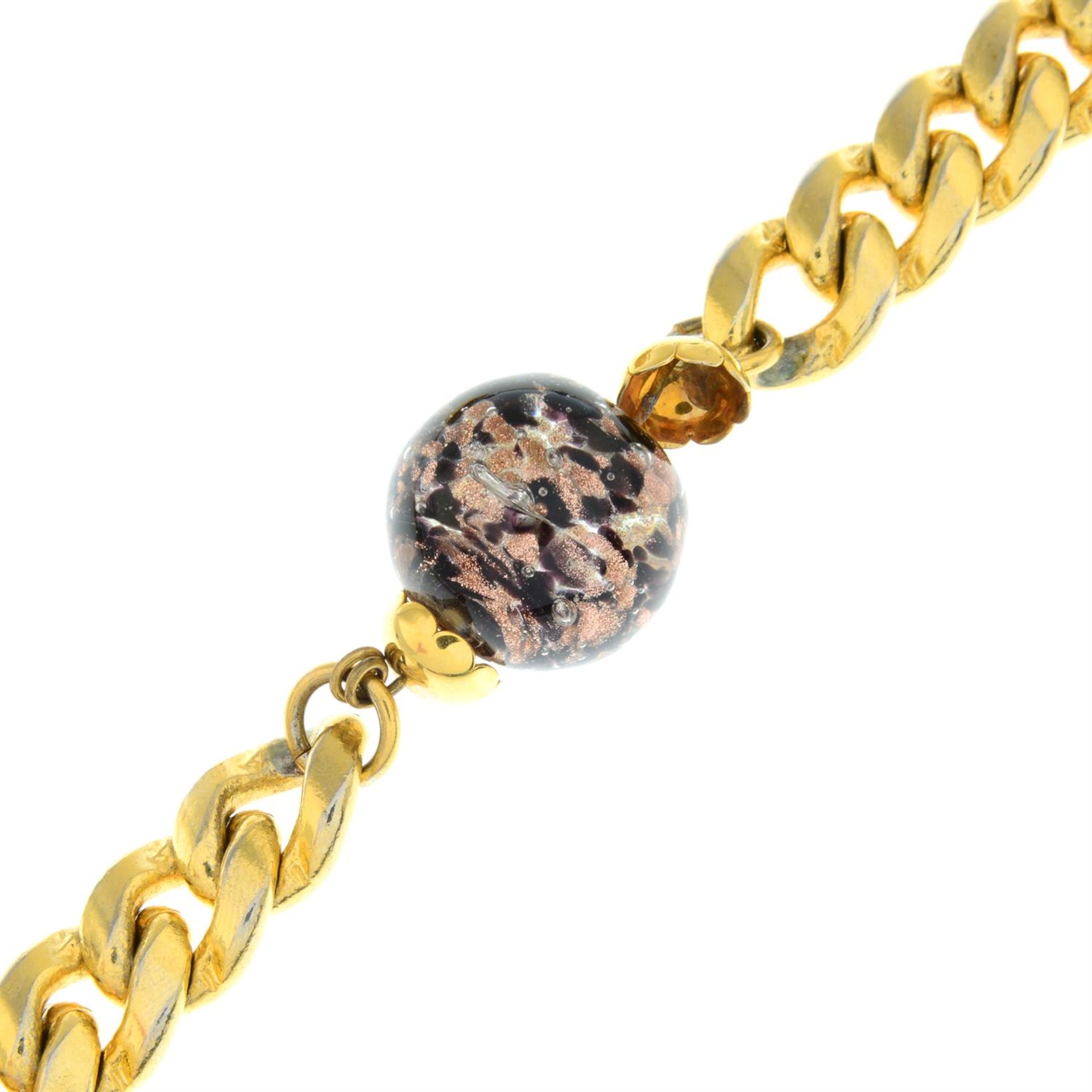 YVES SAINT LAURENT - a curb link necklace with repeating glass beads, together with a perfume - Image 4 of 4