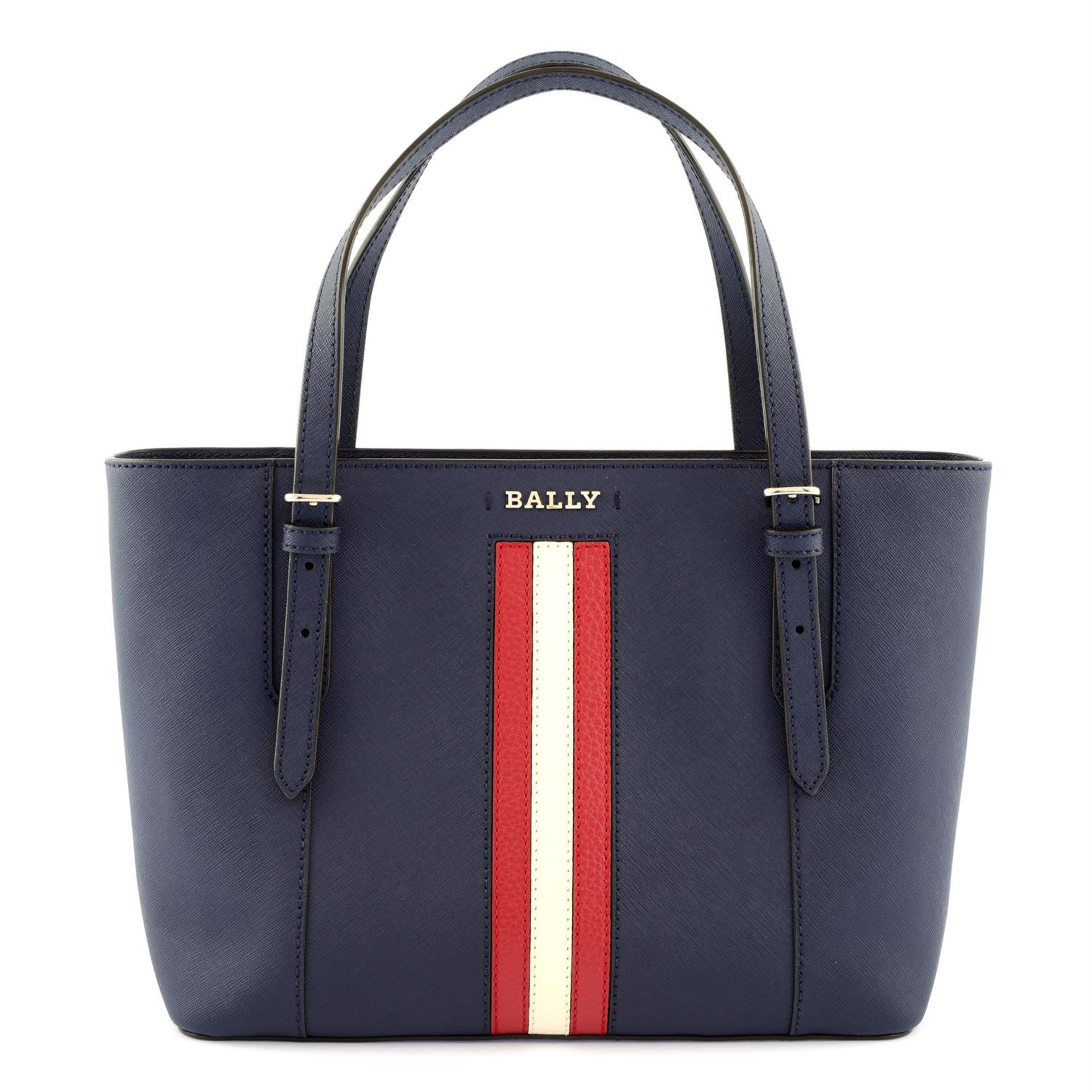 BALLY - a small navy Supra tote bag.