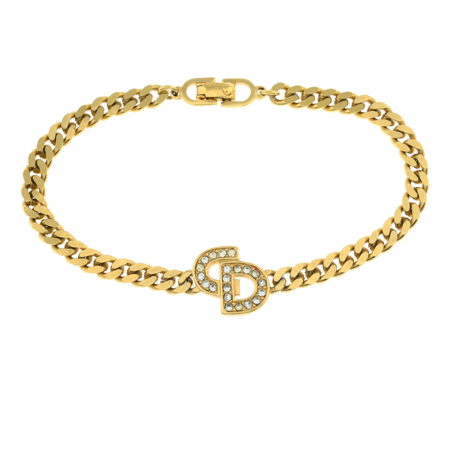 CHRISTIAN DIOR - a chain and paste set bracelet.