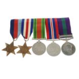General Service Medal 1918-62, and group of four WWII Medals. (5).