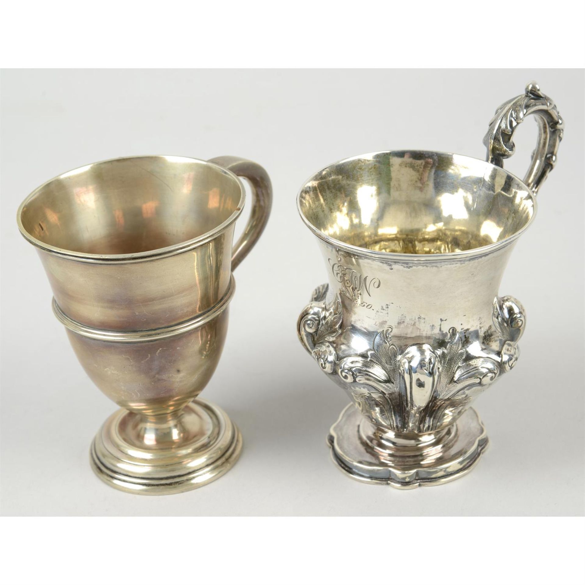 Two Victorian silver christening mugs.