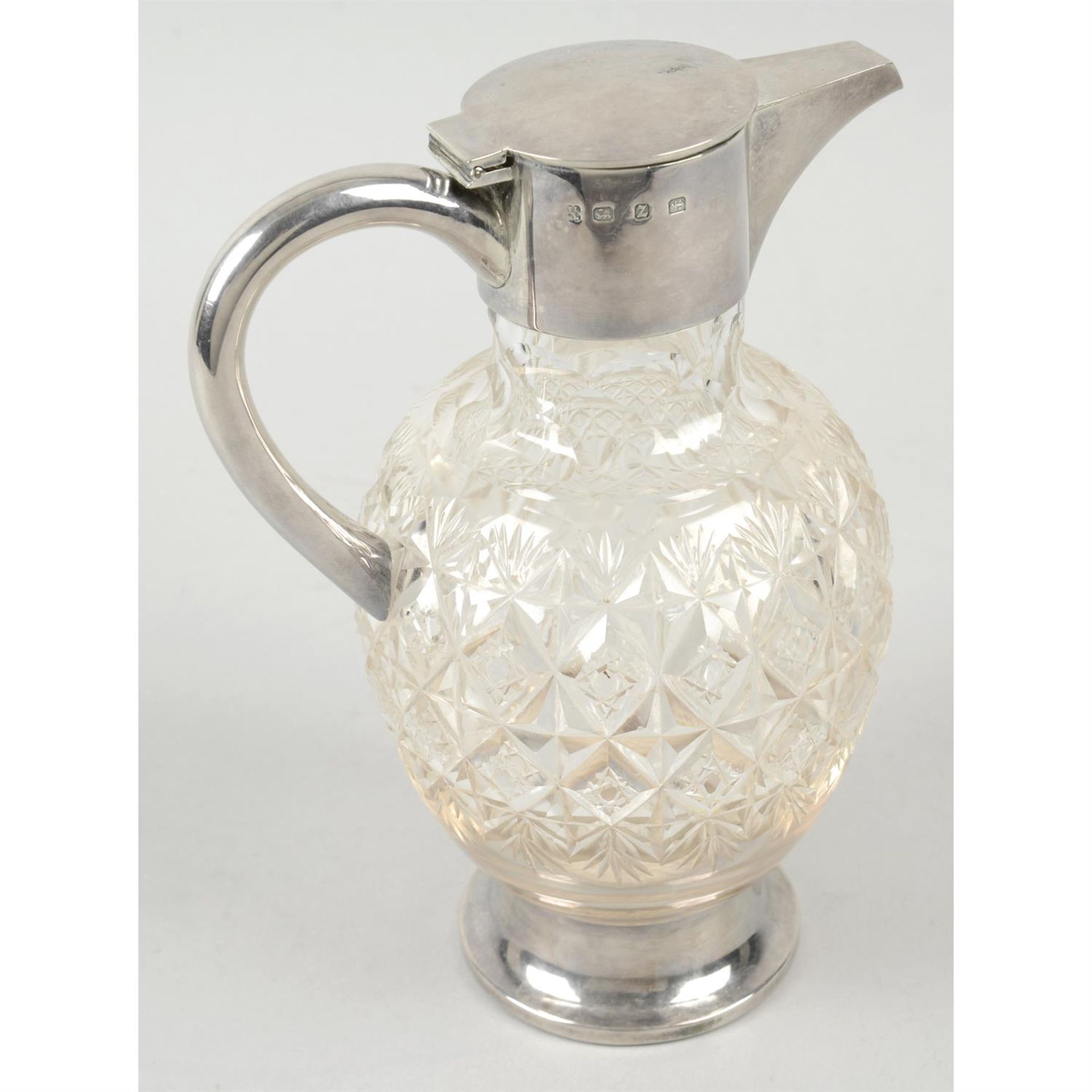 A late Victorian silver mounted & glass claret jug. - Image 2 of 3