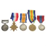 A group of five medals comprising Edward VII India General Service Medal, Great War Trio & George
