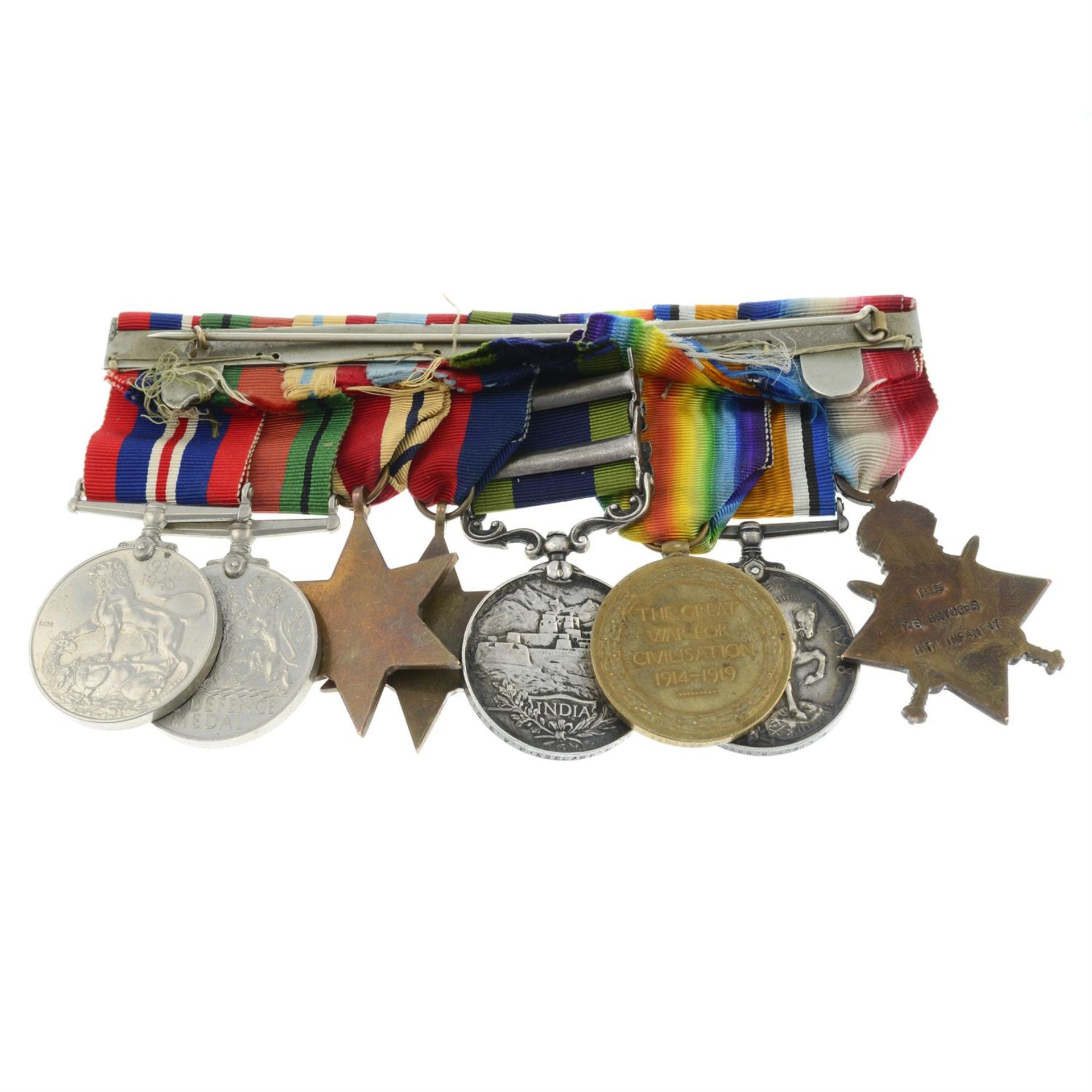 A group of eight medals comprising Great War Trio, India General Service Medal & WWII medals. - Image 2 of 3