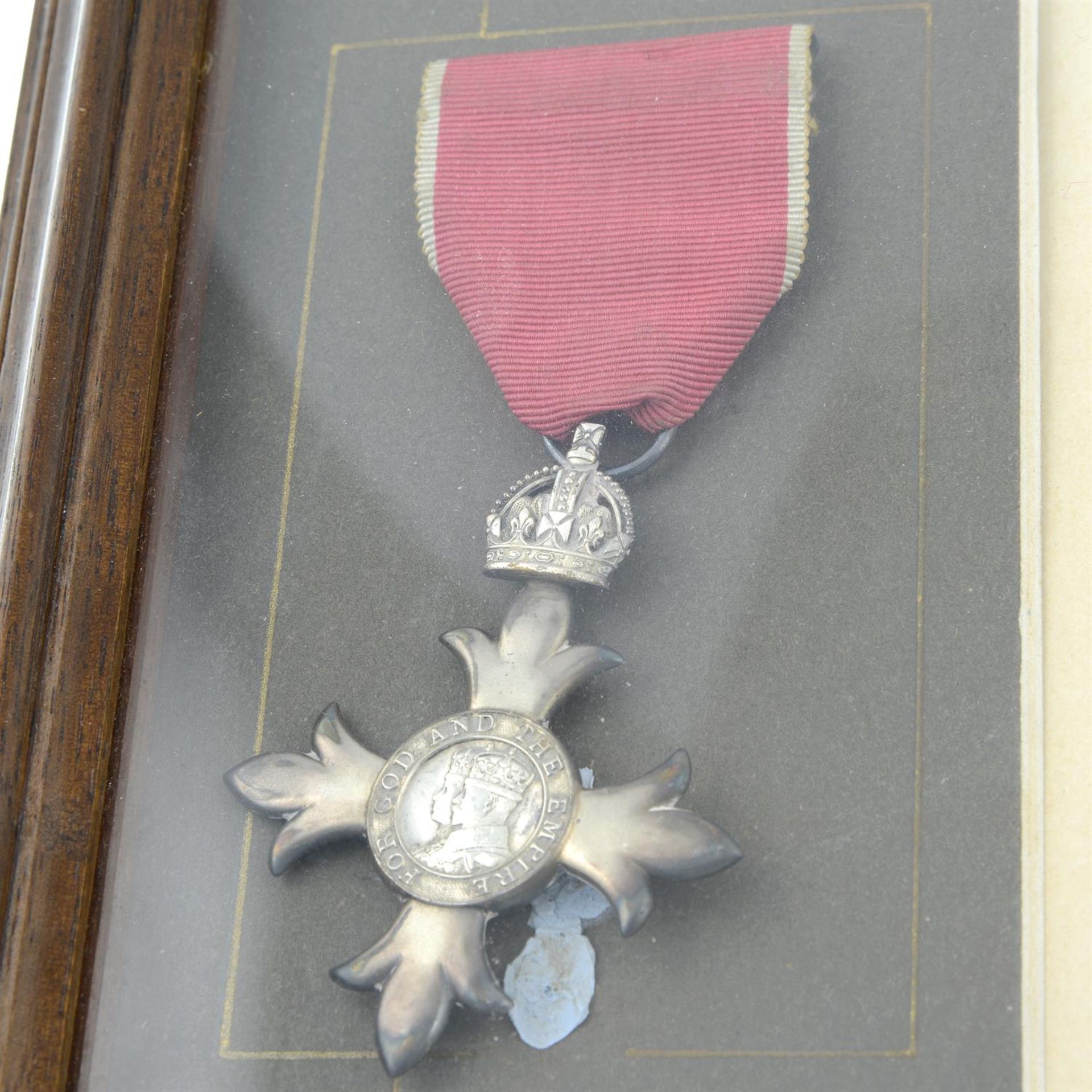 MBE breast badge, Civil, 2nd type, framed with certificate. - Image 3 of 3