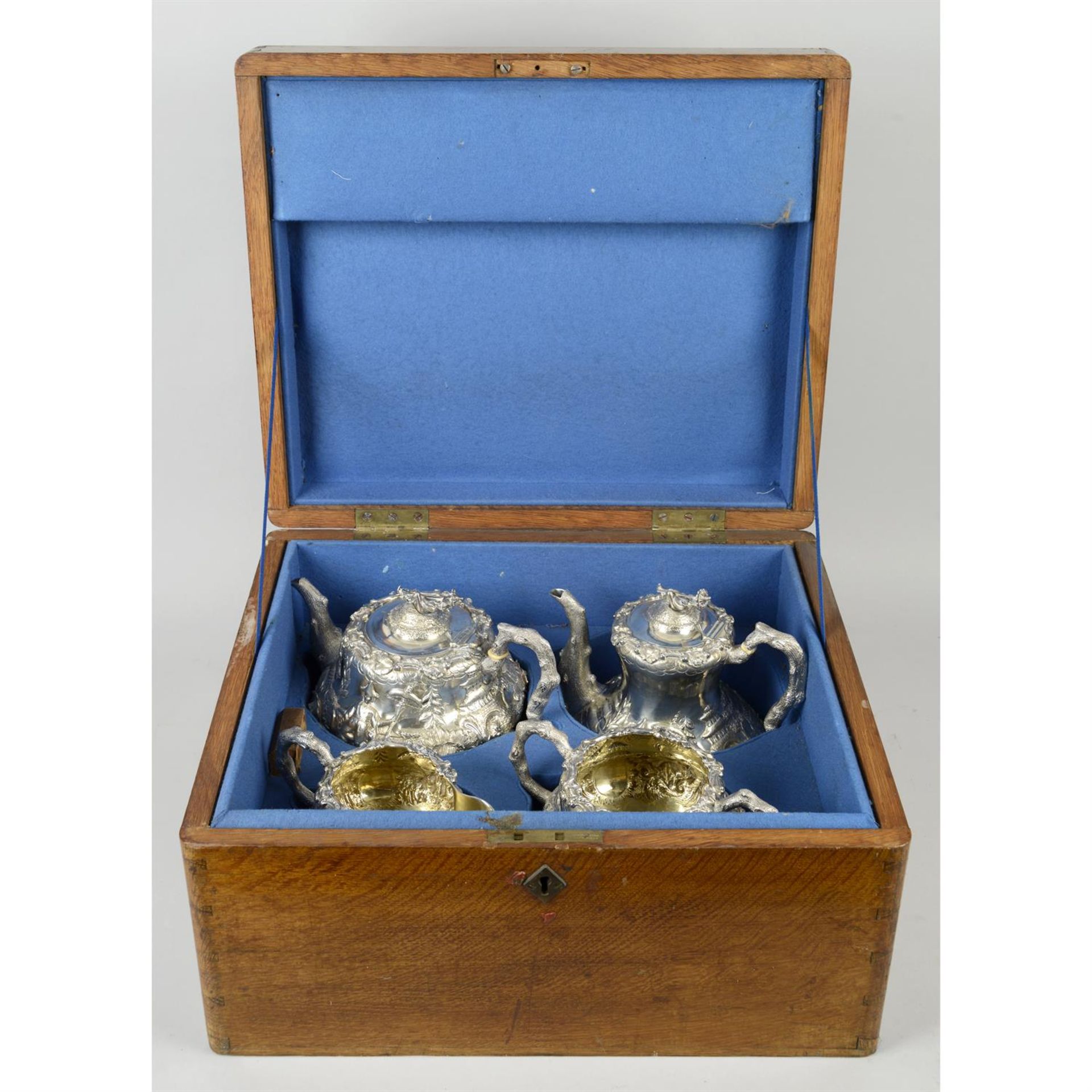 An impressive early Victorian silver Chinoiserie tea and coffee service. - Image 7 of 7