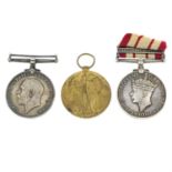 A selection of medals to include a Great War Pair, a Naval General Service Medal 1909-62,