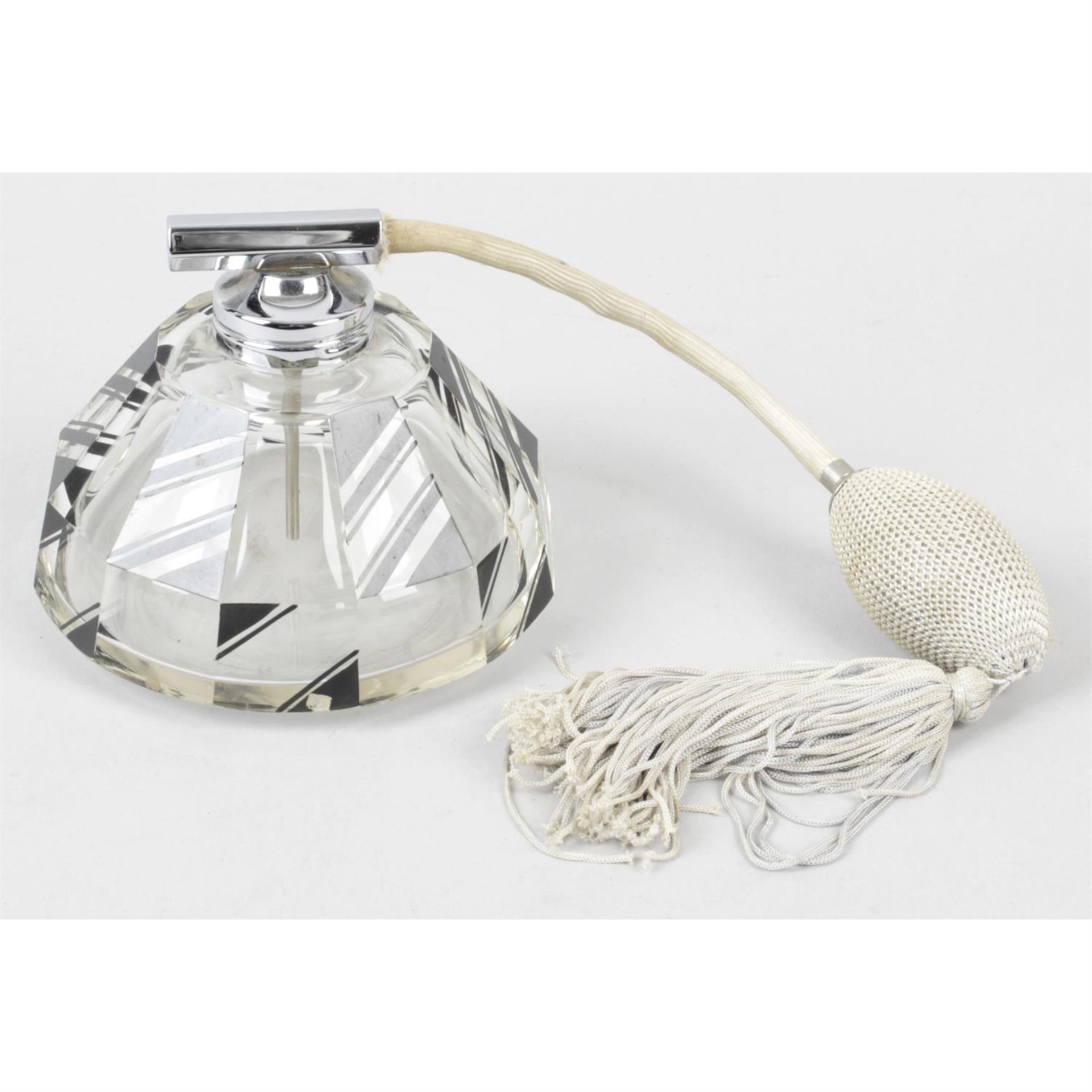 An Art Deco glass scent atomiser.