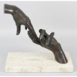 Lorenzo Quinn (b.1966), a bronzed resin sculpture 'First Love'.