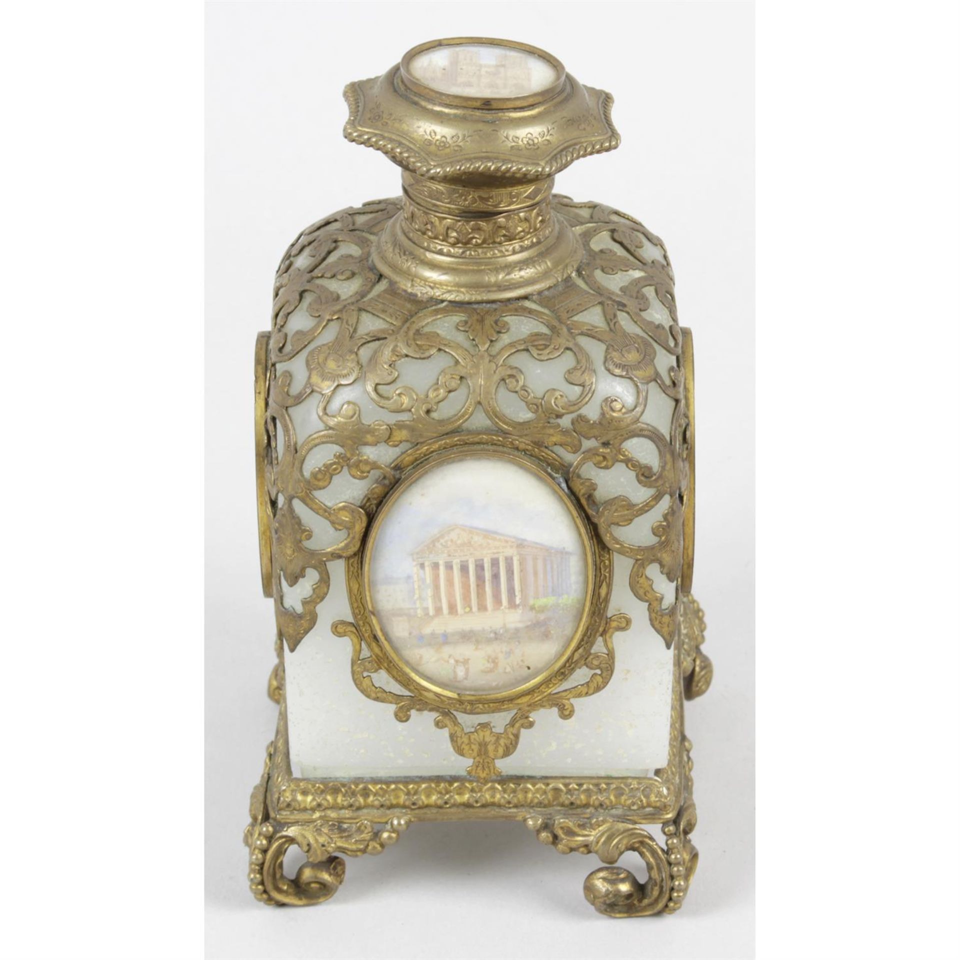 A 19th century pierced gilt scent bottle.