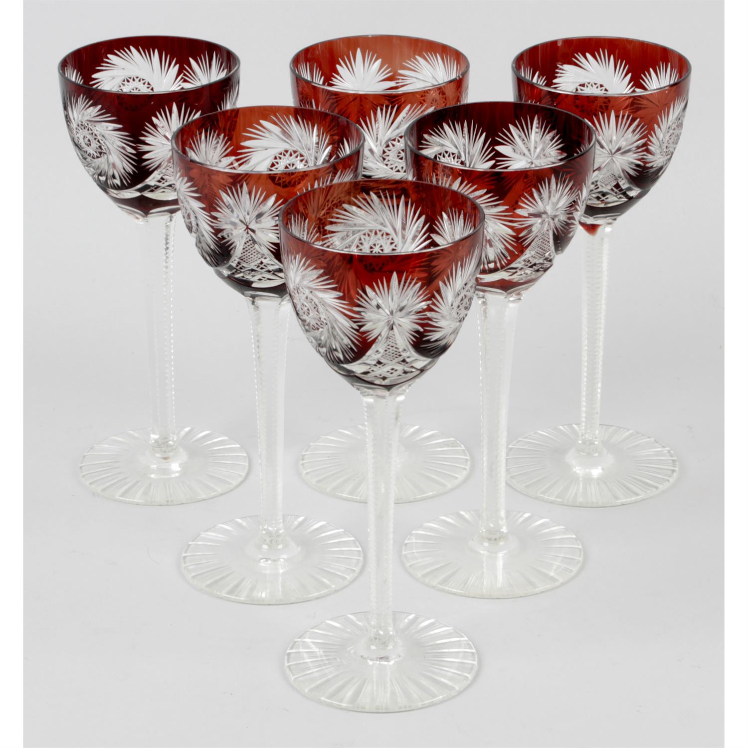 A set of six hock glasses.