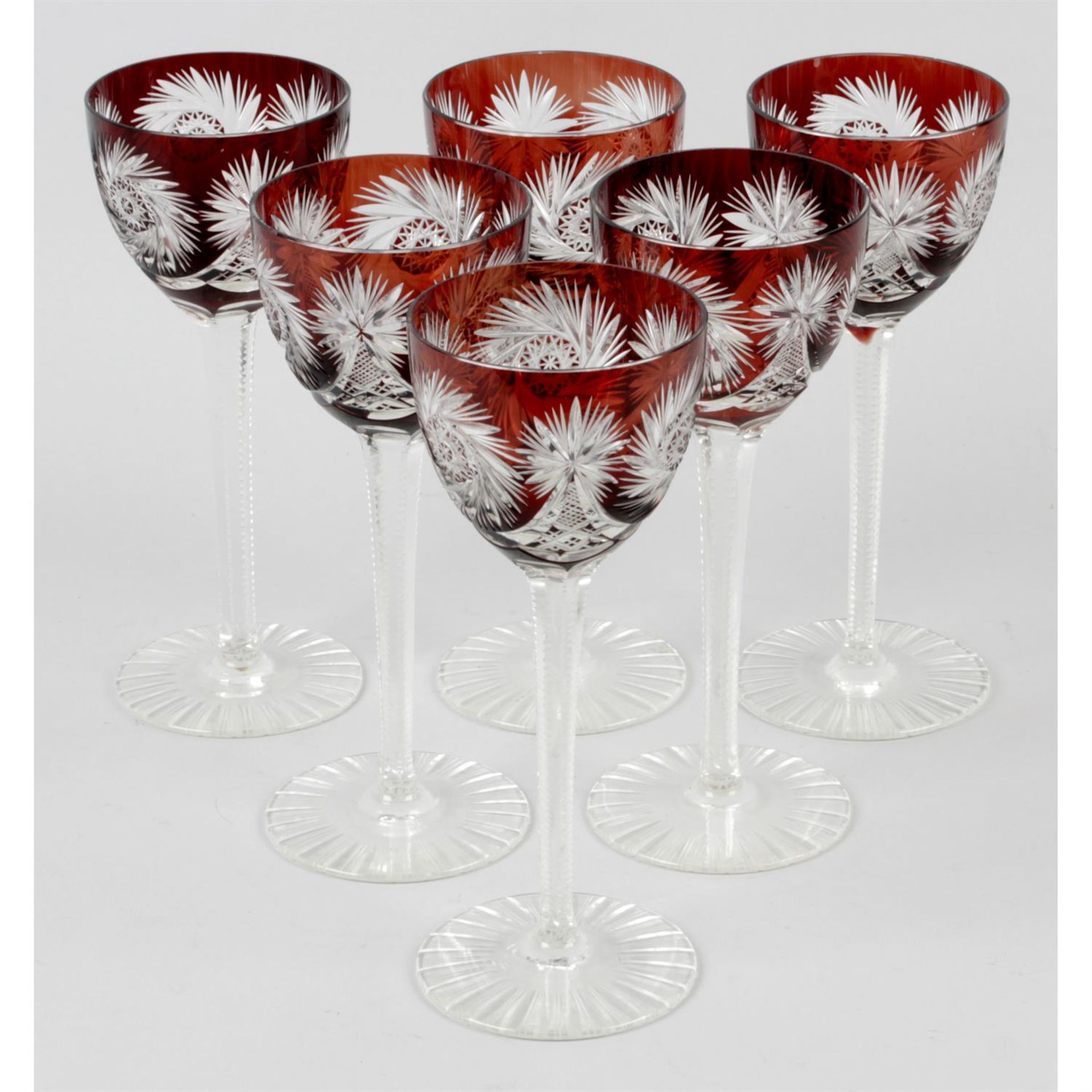 A set of six hock glasses.