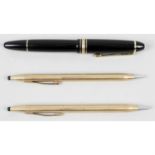 A Montblanc Meisterstuck No.146 fountain pen, together with two Cross pens. (3)